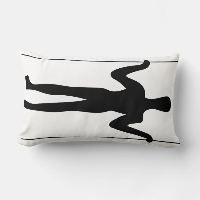 Coussin Rectangle Géoglyphe noir et blanc Long man Art ancien (Recto)