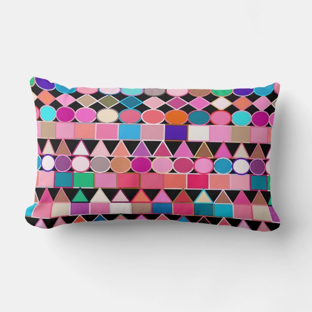 Coussin Rectangle Géométrie Tribale moderne, couleurs de bijoux sur  (Recto)