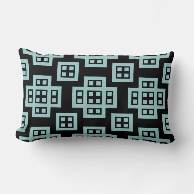 Coussin Rectangle Géométrique 030614 - Vert clair sur noir (Recto)