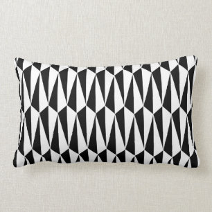 Coussin Rectangle Géométrique moderne de la moitié du siècle, noir