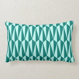 Coussin Rectangle Géométrique moderne, sarcelle d'hiver et aqua de