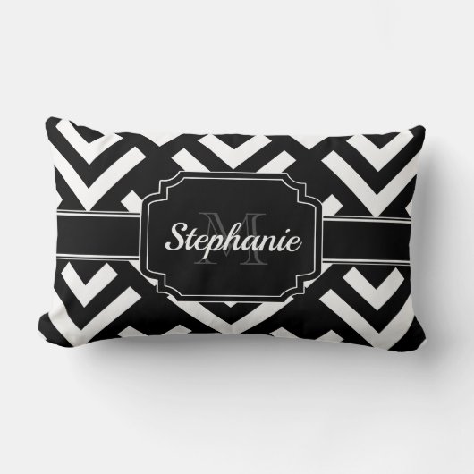 Coussin Rectangle Géométrique noir et blanc (Recto)