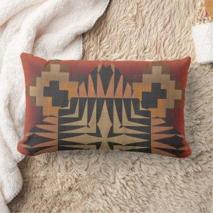 Coussin Rectangle Géométrique texturée orange et noire