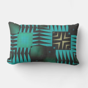 Coussin Rectangle Géométrique turquoise et noire