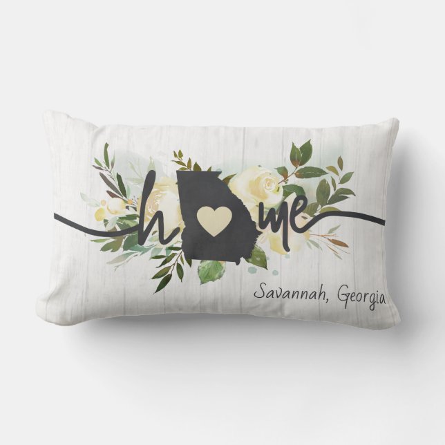 Coussin Rectangle Georgia State Personnalisé Votre Maison Ville Rust (Recto)