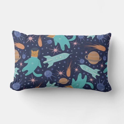 Coussin Rectangle Ginger cat dans l'aventure de galaxie spatiale (Recto)