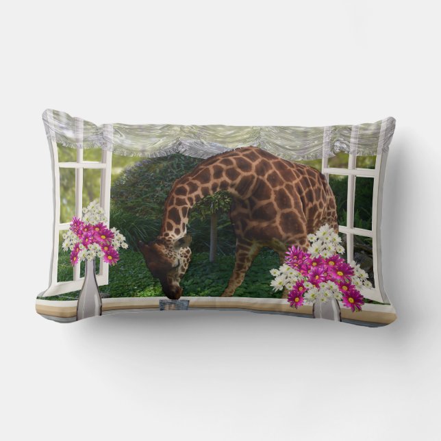 Coussin Rectangle Giraffe Dans Ma Veuve, Lumbar Cushion (Recto)