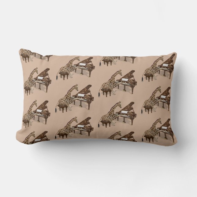 Coussin Rectangle Giraffe de musique jouer Piano (Recto)