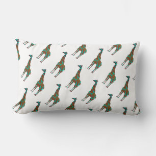 Coussin Rectangle Giraffe Impression Brown et Turquoise
