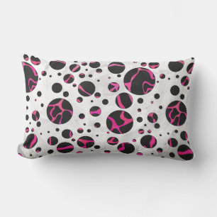 Coussin Rectangle Giraffe rose chaude et noire