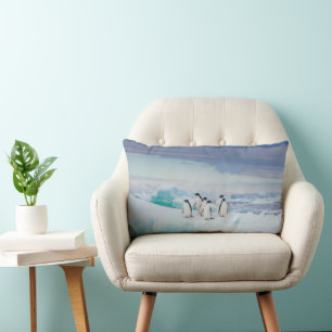 Coussin Rectangle Glace et neige   Adelie Penguins Antarctique