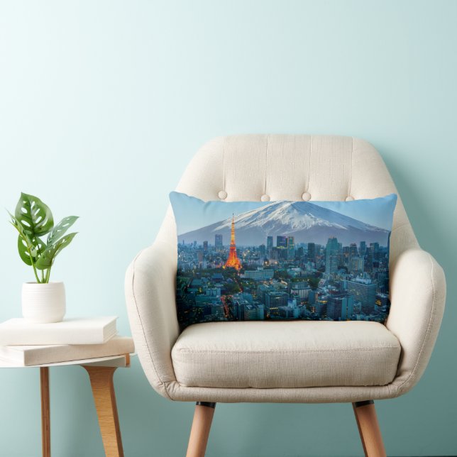 Coussin Rectangle Glace et neige | Mt. Fuji et Tokyo Skyline (Chaise)