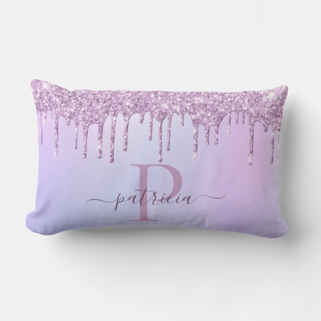 Coussin Rectangle Glam Purple Parties scintillant Drives Élégant Mon (Recto)