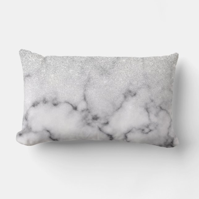 Coussin Rectangle Glamorous Silver White Glitter Marble Gradient (Recto)