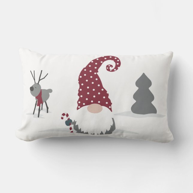Coussin Rectangle Gnome et Reindeer Scandinavian Tomte design (Recto)