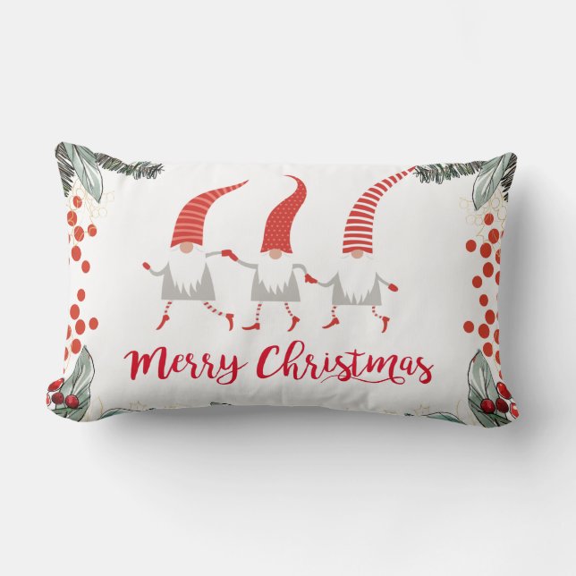 Coussin Rectangle Gnomes Joyeux Noël (Recto)