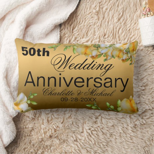 Coussin Rectangle Gold 50th Wedding Anniversary (Couverture)