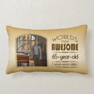 Coussin Rectangle Gold 65th Birthday World's Best Custom Photo Frame