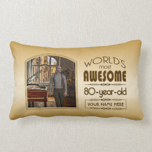 Coussin Rectangle Gold 80th Birthday World's Best Custom Photo Frame