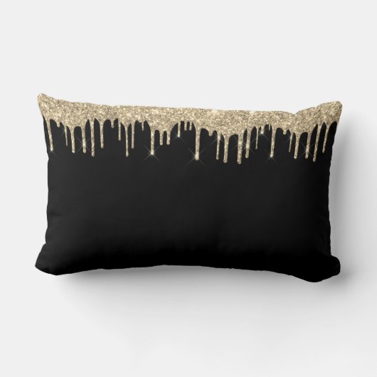 Coussin Rectangle Gold Black Parties scintillant de luxe Glam Monogr (Verso)