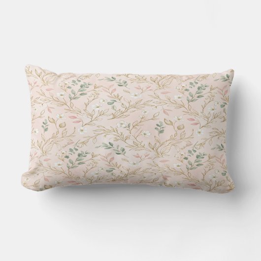 Coussin Rectangle Gold Blush Floral Wedding Pillow (Recto)