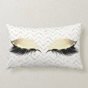 Coussin Rectangle Gold Chevron Blanc Foxier Eye Black Parties scinti