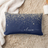 Coussin Rectangle Gold Navy Blue Girl Parties scintillant étincelant (Couverture)