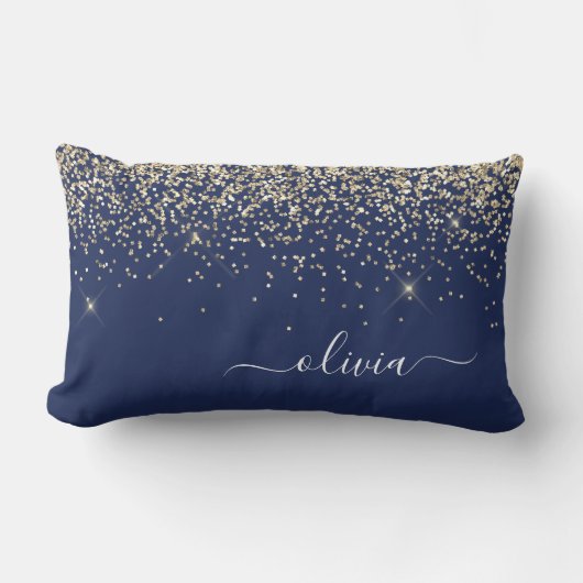 Coussin Rectangle Gold Navy Blue Girl Parties scintillant étincelant (Recto)