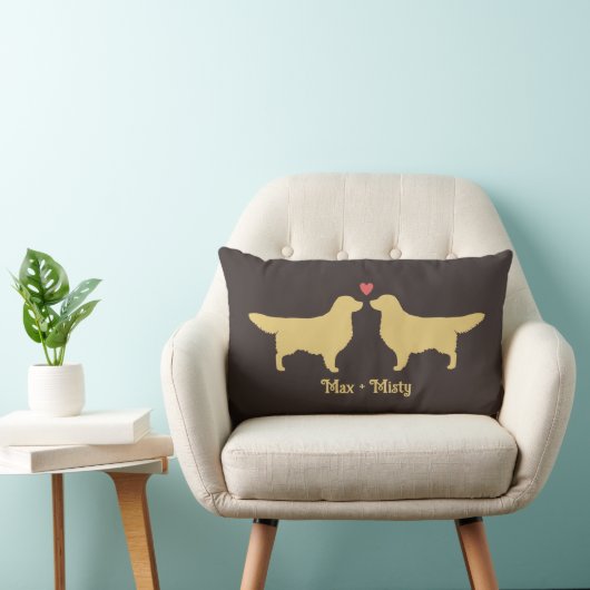 Coussin Rectangle Golden Retrivers Mariage Couple Chiens mariés (Chaise)
