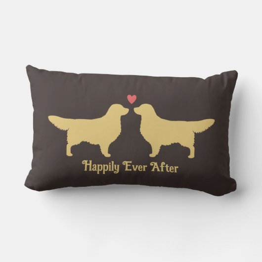 Coussin Rectangle Golden Retrivers Mariage Couple Chiens mariés (Verso)