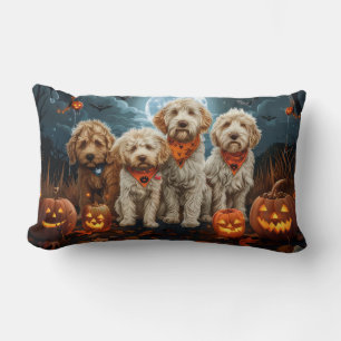 Coussin Rectangle Goldendoodle Halloween Éffrayant
