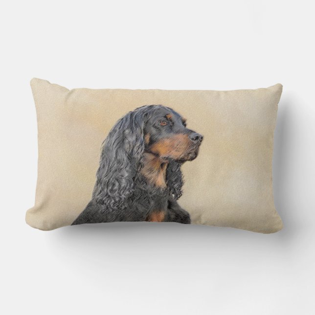Coussin Rectangle Gordon Setter Peinture - Joli art original chien (Recto)