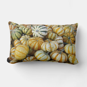 Coussin Rectangle Gourtes de récolte d'automne orange et vert