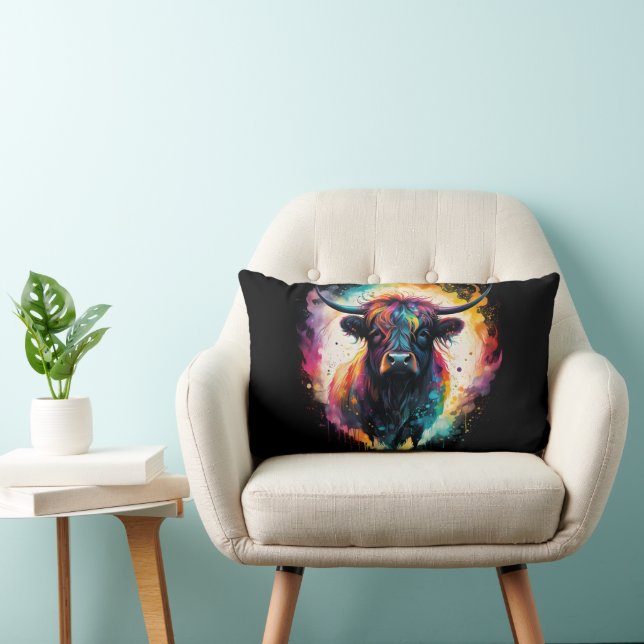 Coussin Rectangle Grace Ghoost : Vache Holographique Spectrale, (Chaise)