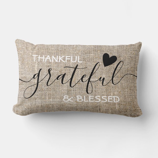 Coussin Rectangle Grâcieuse bénédiction de Burlap Thanksgiving (Recto)