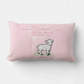 Coussin Rectangle Grand Baptême-Petite-Fille Rose Agneau (Recto)