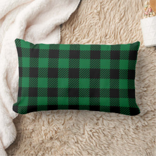 Coussin Rectangle Grand Buffle Noir Vert Plaid Décor Ferme Décor De
