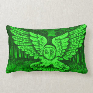 Coussin Rectangle Grand carreau vert de hibou