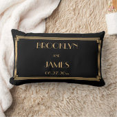 Coussin Rectangle Grand Gatsby Art Déco Black Lumbar Mariages Coussi (Couverture)