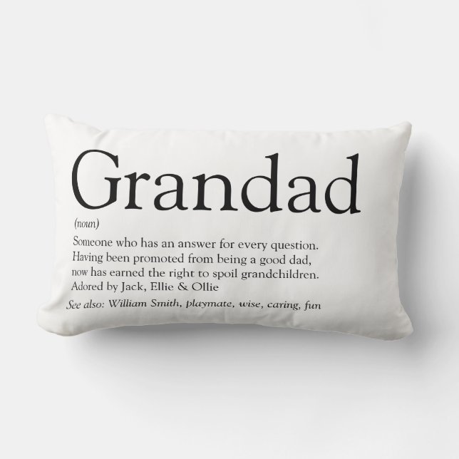 Coussin Rectangle Grand-père, grand-père, papa Définition (Recto)