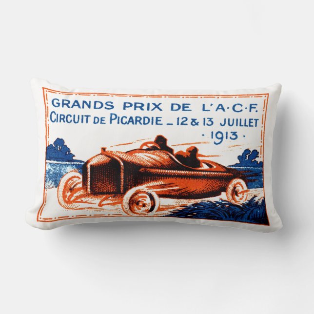 Coussin Rectangle Grand Prix automobile de 1913 (Recto)