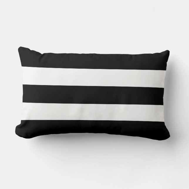 Coussin Rectangle Grande bande blanche et noire moderne (Recto)