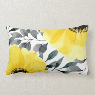 Coussin Rectangle Grandes fleurs d'aquarelle jaune