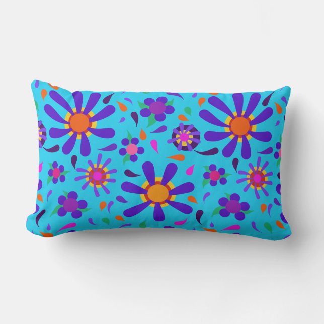 Coussin Rectangle Grandes Fleurs De Style Mod Violet (Recto)