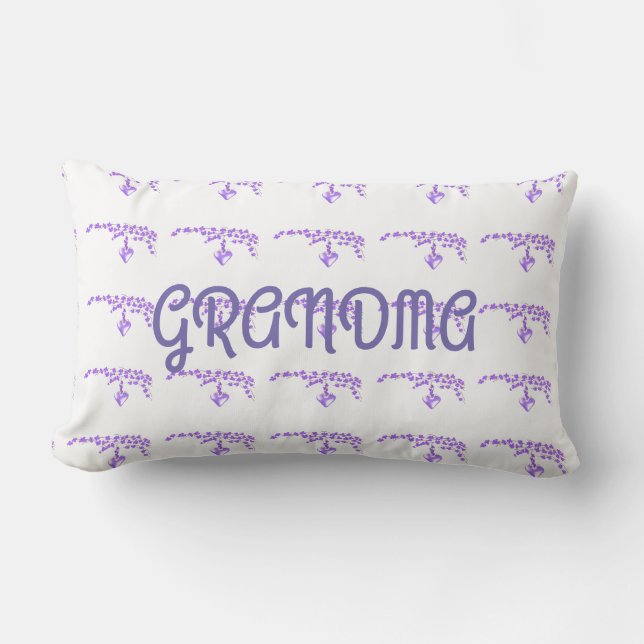 Coussin Rectangle Grandma pourpre fleurs (Recto)