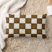 Coussin Rectangle Grands chèques Brown et blancs anciens (Couverture)