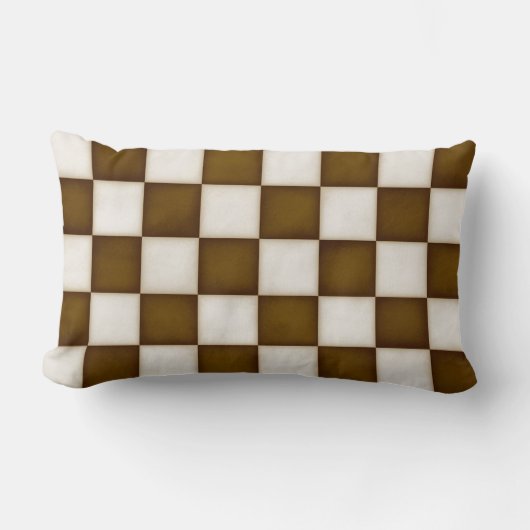 Coussin Rectangle Grands chèques Brown et blancs anciens (Recto)