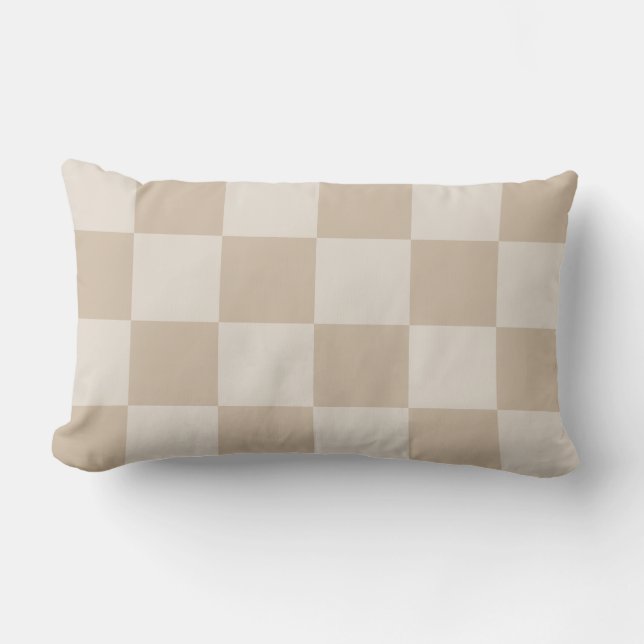 Coussin Rectangle Grands Damiers Beige (Recto)
