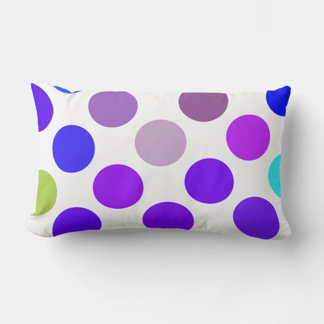 Coussin Rectangle Grands Points Bleus Et Violets (Recto)