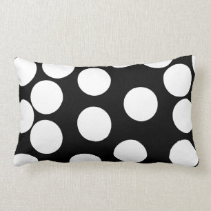 Coussin Rectangle Grands points en noir et blanc.